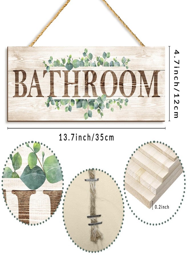 VGICH Bathroom Sign Wall Decor, Bathroom Wall Art, Rustic Farmhouse Wall Hanging Plaque Home Decorative Bathroom, 4.7 x 13.7 inches - Image 3